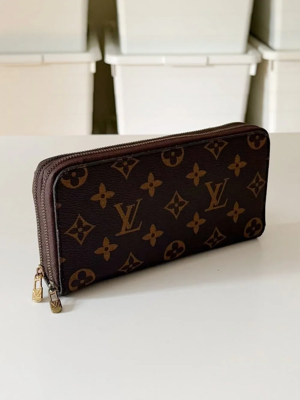 Louis Vuitton Vintage 70s Monogram Leather Double Zipper Wallet